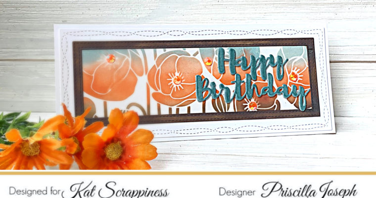 Poppies! | Using Standard Sized Stencils on Slimline Cards
