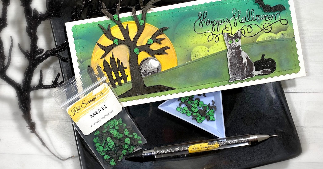 Black Cats & Bats | Creepy Halloween Slimline Card