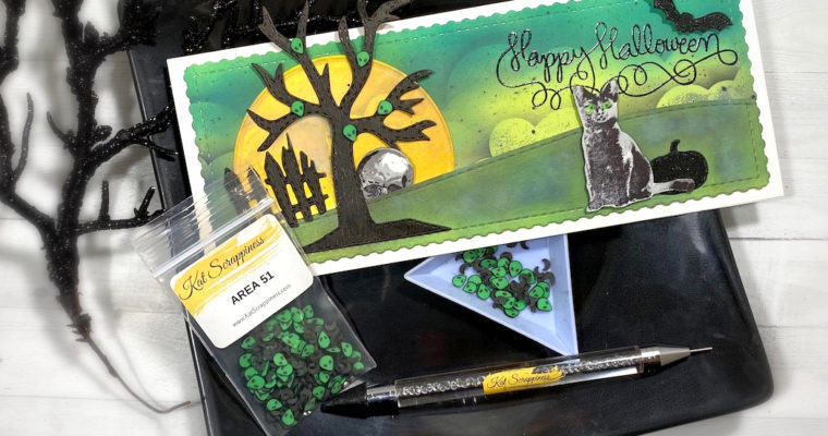 Black Cats & Bats | Creepy Halloween Slimline Card