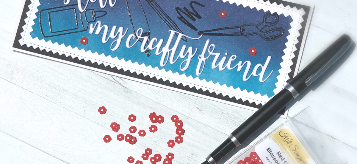 Hello My Crafty Friend | Slimline Card for a Fellow Crafter