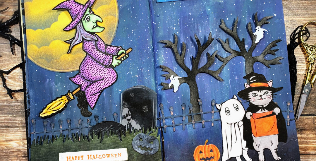 It’s a Boo-tiful Night – A Two-Page Halloween Art Journal Spread
