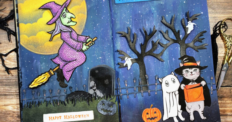 It’s a Boo-tiful Night – A Two-Page Halloween Art Journal Spread