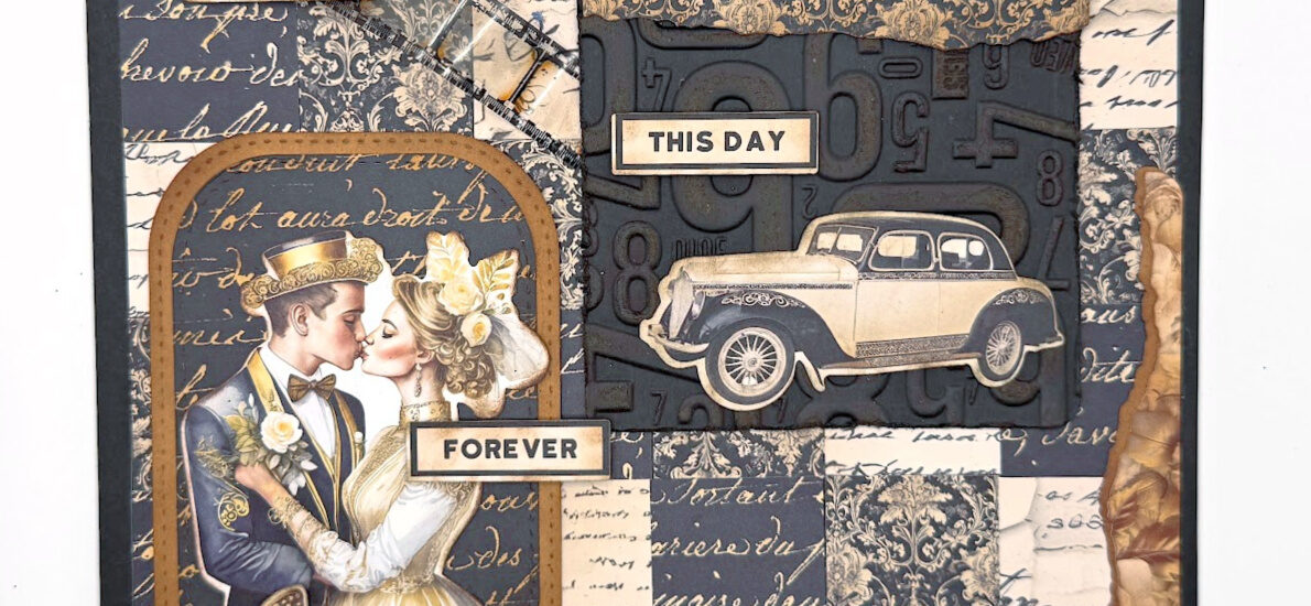 Vintage Wedding Scrapbook Page using the Esther Glas “Turn the Page” Collection